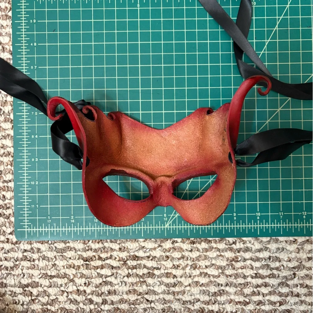 Red Leather Masquerade Mask